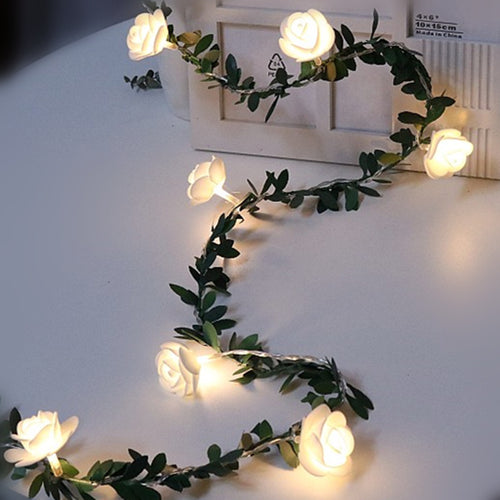 10/20/40leds Rose Flower led Fairy String Lights Battery Powered Wedding Valentine's Day Event Party Garland Decor Luminaria