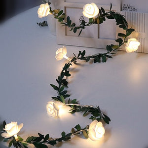10/20/40leds Rose Flower led Fairy String Lights Battery Powered Wedding Valentine's Day Event Party Garland Decor Luminaria