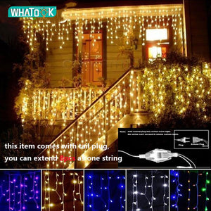 Christmas Garland LED Curtain Icicle String Lights 4.5m 100 Leds Indoor Drop Party Garden Stage Outdoor Decorative Fairy Light