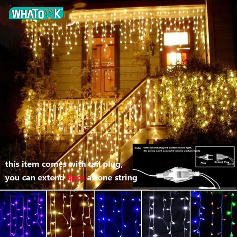 Christmas Garland LED Curtain Icicle String Lights 4.5m 100 Leds Indoor Drop Party Garden Stage Outdoor Decorative Fairy Light