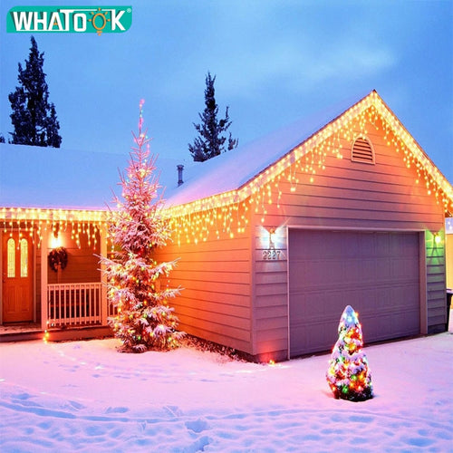 Led curtain christmas string lights 4.5m droop 0.3-0.5m outdoor decoration House with icicle light wedding party garland Lights