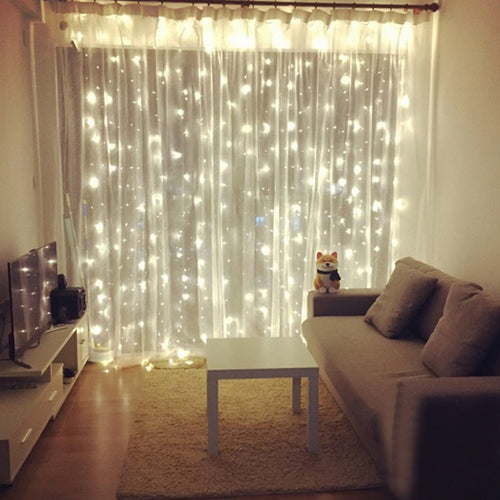 96/ 300 LED Curtain Christmas Wedding Holiday String Light LED Decoration Fairy Lamp bulb Garland Party Garden Curtain Decor