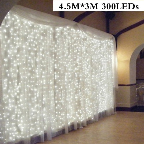 96/ 300 LED Curtain Christmas Wedding Holiday String Light LED Decoration Fairy Lamp bulb Garland Party Garden Curtain Decor